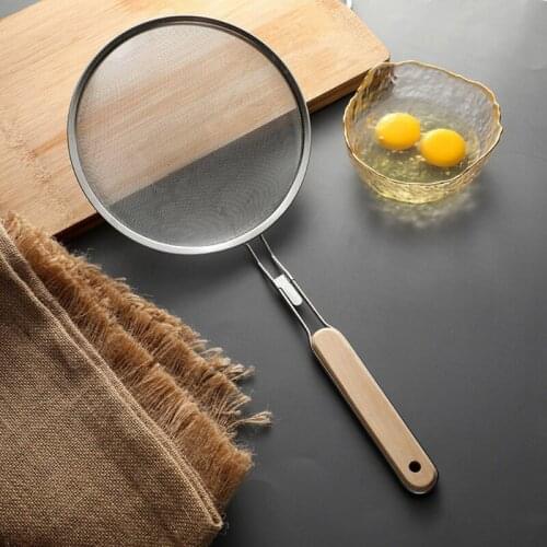 Slotted Spoon Kitchen with Wooden Handle Stainless Steel Kitchen Appliances Wire Strainer Food Cooking for Hot Pot
