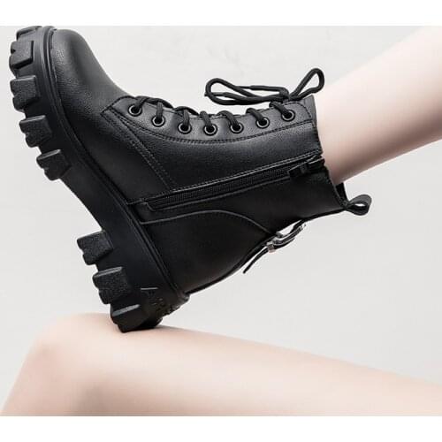 LOVIRS Women Winter Warm Shoes New Design Martin Boots Womens Height Increased Womens Shoes Leather Ankle Boots
