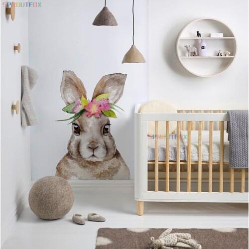 Cute Rabbit With Big Eyes Wall Stickers For Kids Rooms Decor Living Room Decorative Wall For Home Decoration Accessories
