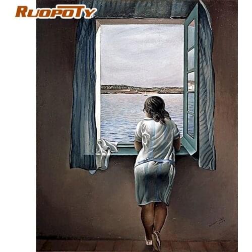RUOPOTY 60×75cm Painting By Numbers Figure By the window Coloring DIY Frameless Oil Picture By Number Home Decoration Arts