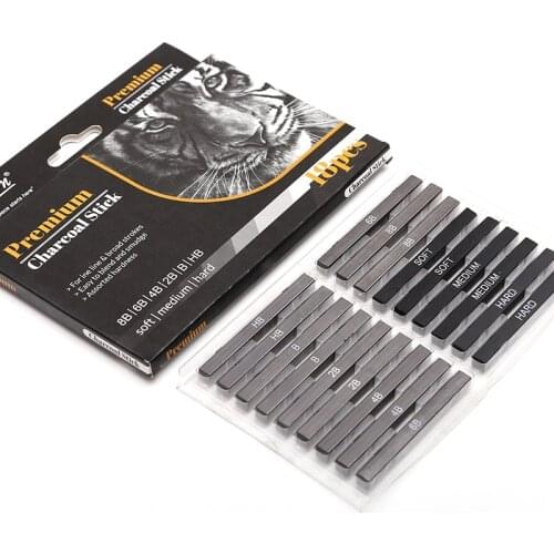18 Pcs Charcoal Stick Premium Square Compressed Charcoal Drawing Pencils Set for DIY Drawing Crafts, Sketching, Shading