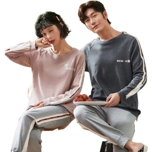 Couple Pajama Set Summer Male Cotton Short Sleeved Men And Women Sleepwear Pijama Casual Lover Home Wear