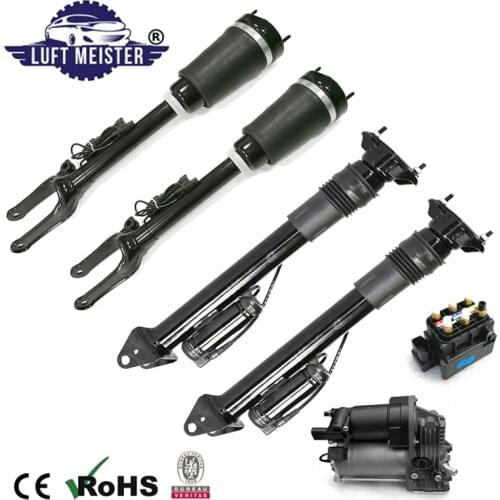 Air Suspension System Set fit for Mercedes W164 ML / GL Class 4pcs Air Struts with ADS & Air Suspension Compressor & Valve Block