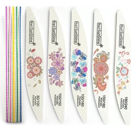 5 Pcs White Nail Files Durable Buffing Grit Sanding Buffer Polishing File Nail Tool Flower Design Nail Manicure Files 80/100/180