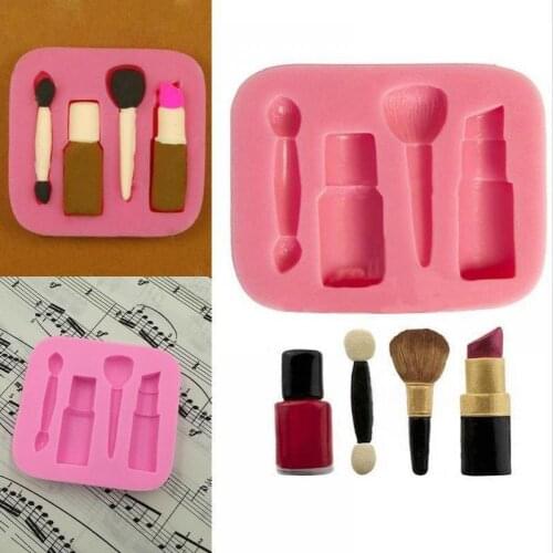Lipstick Nail Polish Shaped Chocolate Mold DIY Fondant Silicone Mold Dessert Moulds Cake Decorating Tools for Party Festival