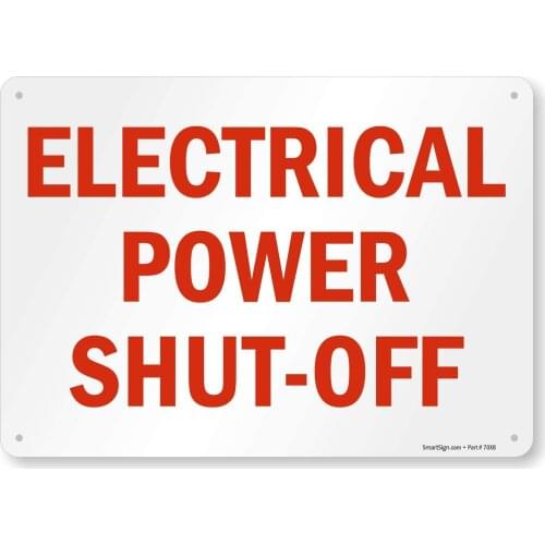 "Warning Electrical Power ShutOff" Sign |8" x 12" Plastic