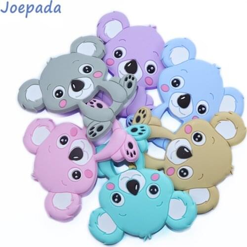 Joepada 1pc Silicone Teethers Food Grade Tiny Rod Cartoon Animals Koala Teether DIY Baby Teething Necklace Baby Shower Gifts Toy