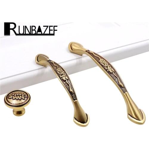 RUNBAZEF Classical Chinese Shoe Cabinet Handle Pure Copper Solid Thicken Wardrobe Knob Yellow Furniture Hardware Accessories