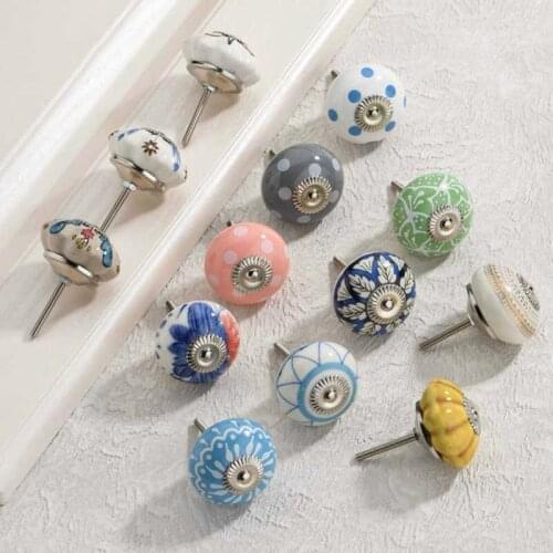 Ceramic Handle Cabinet Door Handle Multi-pattern Painted Single Hole Handle Home Decoration Simple Furniture Hardware