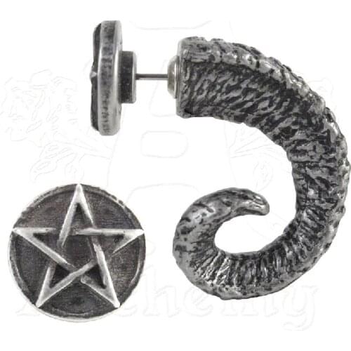Pentagram Goth Shofar Earrings