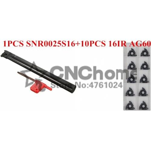 SNR0025S16 CNC Internal thread Turning tool 1pcs + 16 IR AG60/16 IR AG55 10pcs 11pcs/set CNC Internal thread Carbide insert