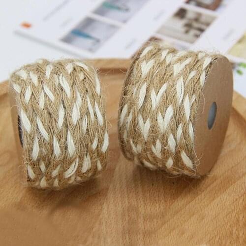 2Pcs 5mm Natural Jute Braided Rope White and Brown Twine Cord Packing String for DIY Crafts, Gift Wrapping, Festival Decor