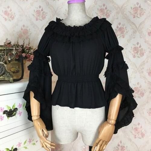 Vintage Lolita Blouse Victorian Gothic Shirt Women Kawaii Clothing Ruffle Princess Tops Lolita Party Cosplay Clothes DCC008