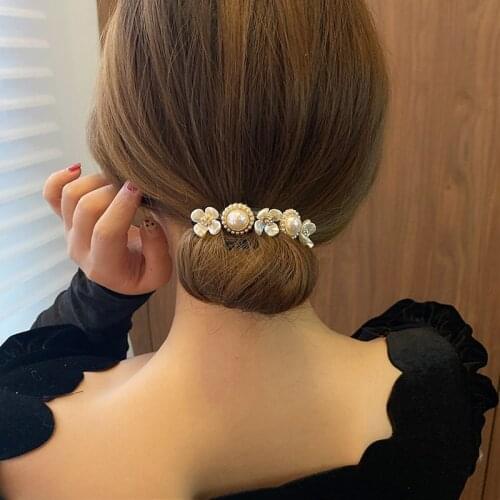 Vintage Shell Pearl Hairpin Bun Hairstyle Hair Stick Women Elegant Hair Scrunchies Flower Hair Maker Tools Hair Accessories