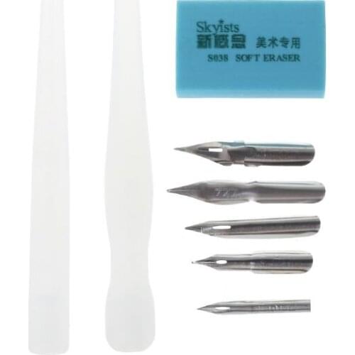 W3JD Manga Dip Pen Holder Set Comic Drawing Painting Tools Kit Calligraphy + 5 Nibs