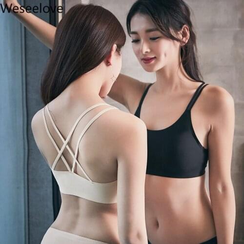 Weseelove Women Sexy for Women Bralette Cross Sling Chest Lingerie Women Ladies Sprots Bra Fashion Full Push Up Bra J01-1