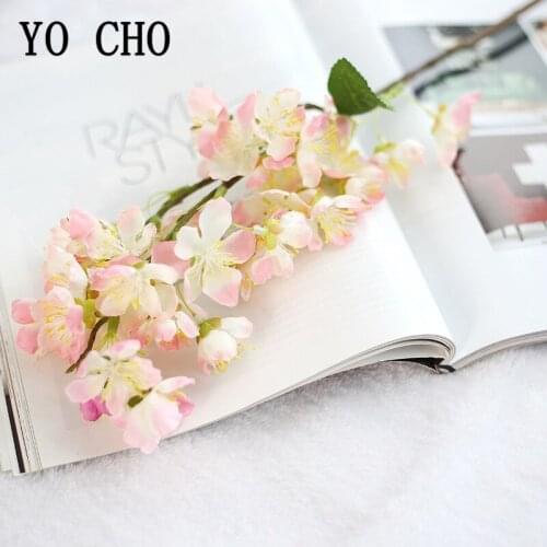 YO CHO Pink Spring Artificial Cherry Blossom Flore Branch Silk Japanese Sakura Flower Home Wedding Decorative Fake Flower Branch