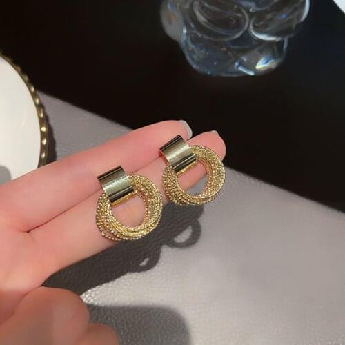 New Fashion ZA Gold Metal Stud Earrings for Women Steam Punk Small Windmill Round Design Statement Earring Jewelry Brinco