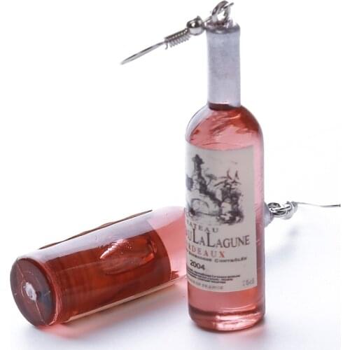 Womens Creative Wine Bottle Earrings Earrings Pendant Dangle Clear Glass Cocktail Red Wine Earrings For Women Earring Jewelry