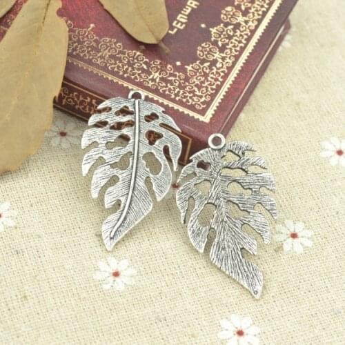 10pcs alloy Tibetan Silver Plated tree leaf Charms Pendants for Jewelry Making DIY Handmade Craft 45*26mm Q303