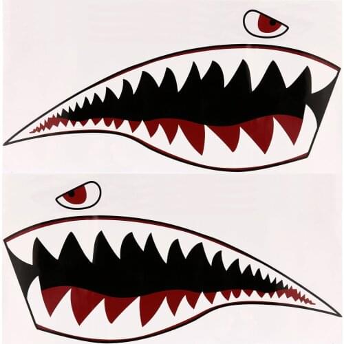 2PC Kayak Sticker Waterproof Shark Teeth Mouth Stickers Decal Canoe Dinghy Marine Boat Car Truck Automobiles Body DIY Wrap