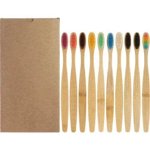 20 Pcs Boxed Of Eco-Friendly Bamboo Reusable Toothbrush Portable Adult Wooden Soft Toothbrush Biodegradable Bamboo Toothbrush