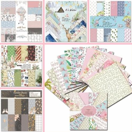 24 Sheets/set 6 Inch Paper Pad Cardstock Pattern Paper Lovely Scrapbook Make DIY Card Craft Decorate Origami Art Dies Background