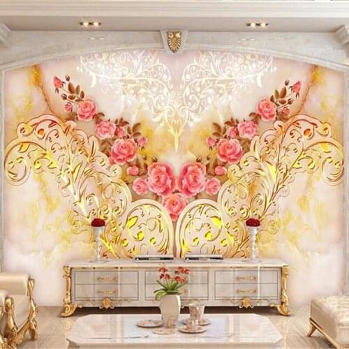 Custom Size 3D Mural European Style Marble Flower Pattern Modern Wall Painting Hotel Living Room Bedroom TV Background Wallpaper