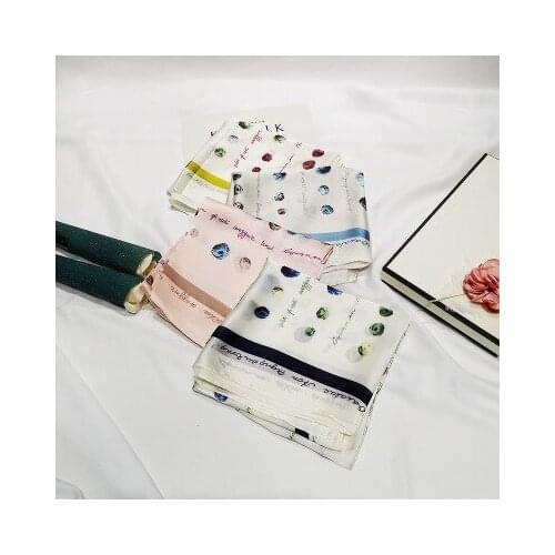 70*70cm Korean Style New Silk Scarf Womens Yarn Group Printed Small Neckerchief women