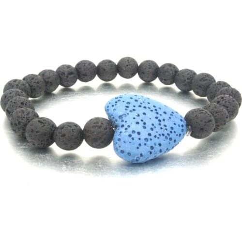 8MM Lava Beads Love Colourful Heart Stone Bracelet DIY Aromatherapy Essential Oil Diffuser Bracelet Jewelry