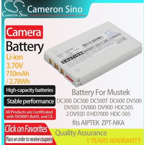 CameronSino Battery for Mustek DC300 DC500 DC500T DC-500T DC600 DV500 DV505 DV800 2 DV920 fits AIPTEK ZPT-NKA camera battery