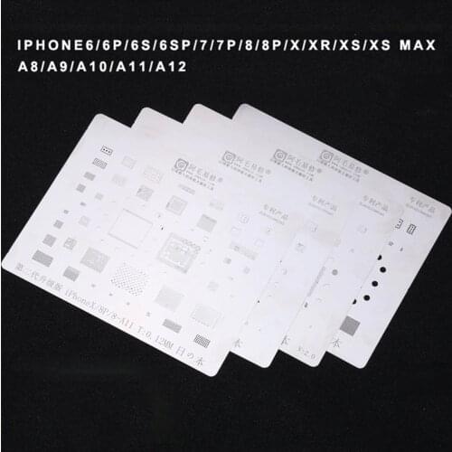 Amaoe IC Chip CPU BGA Reballing Stencil for Phone XR XSMAX XS 8P 8 7P 7 6SP 6S 6P 6 5S A8 A9 A10 A11 A12 CPU Solder Tin Net