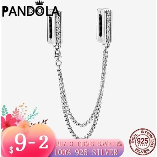 2021 new 925 Sterling Silver Safety Chain Clip Charms Beads Bracelet Fit Original Pandora Bracelet DIY Jewelry For Women