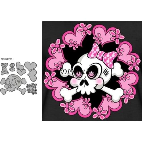 Valentine Skull Pink Bow layering Die stencils for diy card Anniversary metal cutting dies for scrapbooking new 2021