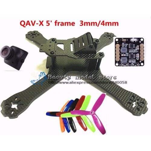 DIY FPV mini drone QAV-R 5" frame kit QAV-X pure carbon fiber frame 3mm / 4mm + 700TVL mini camera+T5045BN V2 bullnose prop