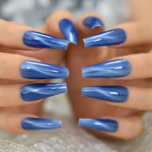 Long Cat Eyes Finger False Nail Tapered Glossy Many Colors Good Quality Fake Nail Acrylic Manicure Salon Nail Tips