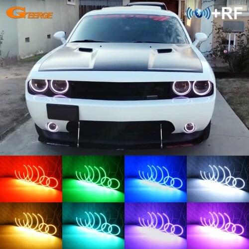 Excellent RF remote Bluetooth APP Multi-Color Ultra bright RGB LED Angel Eyes Halo Ring kit For Dodge Challenger 2008-2014