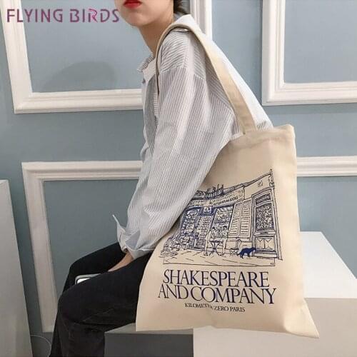 2021 Ladies Canvas Shoulder Bag Shakespeare Print Shopping Bags Cotton Cloth Fabric Grocery Handbags Girls Tote Books Bag