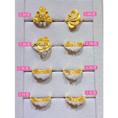 HX 24K Pure Gold Ring Real AU 999 Solid Gold Rings Elegant Shiny Heart Beautiful Upscale Trendy Jewelry Hot Sell New 2020