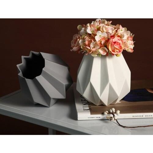 Nordic Small Vase Ornaments Dry Artificial Flower Arrangement Macarone Origami Ceramic Vase Home Desktop Decoration Accessories