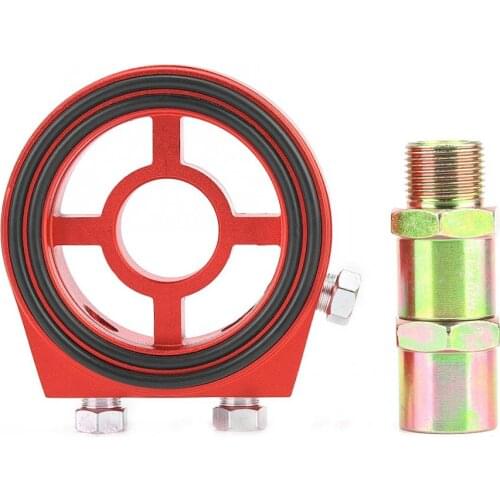 Oil Filter Cooler Sandwiched Plate Oil Pressure Temp Gauge Adapter Kit Universal Aluminum Red Cooler Sandwich Plate Adapter