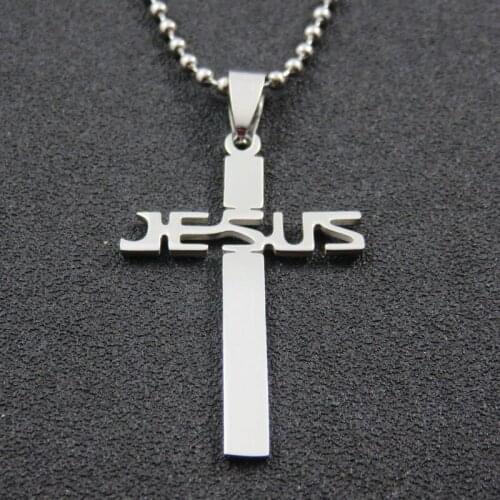Fashion Stainless Steel Jesus Cross Pendant Necklace For Men & Women Gift Jewelry Accossries