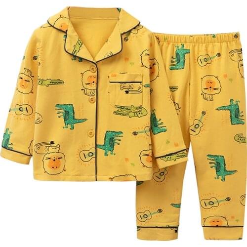 TUONXYE New Summer Boys Long sleeves Pajamas Girls Set Dinosaurs Pyjama Cotton Kids Pijama Children Sleepwear