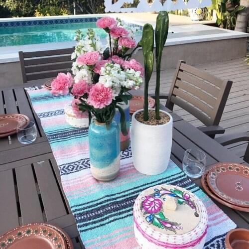 Mexico Table Flag Blanket Cloth Rainbow Blanket Woven Home Personality Bed Rectangle Manual Cotton Tablecloth Picnic Mat Sofa
