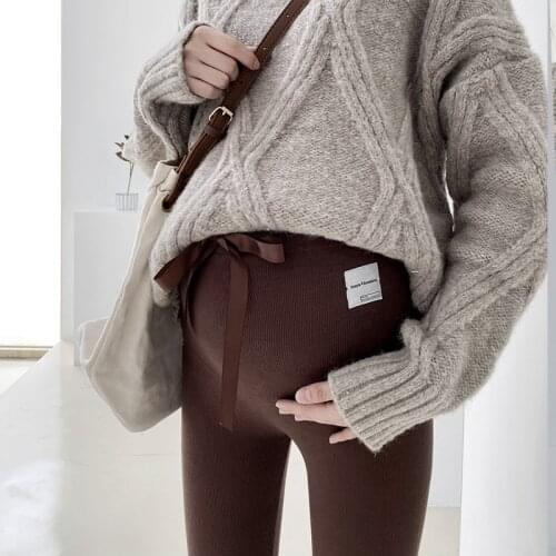 Maternity Clothes 2020 Autumn Thick Threaded Cotton Slim Fit Breathable Adjustment Belly Lift Pregnant Women 's Leggings