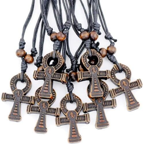 Wholesale lot 12pcs Yak Bone Powder Carving Ancient Egypt Ankh Charms Pendants Necklaces Amulet Gift MN157