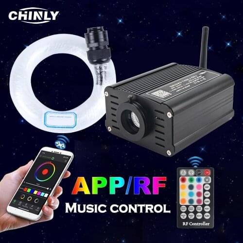 Fiber Optic Ceiling Lights Bluetooth APP Music Control 16W RGBW RF Remote LED High Quality Plastic Cable Starry Lighting