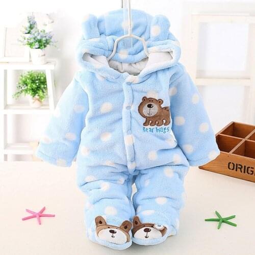 2019 Autumn Winter Baby Girl Rompers Baby Clothing Warm Cartoon Velvet Infant Newborn Overalls Jumpsuits For 3m-12m Toddler Coat