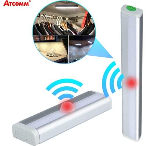 10 LEDs PIR Motion Sensor Under Cabinet Light 4 AAA Battery Powered Wireless Smart OFF/ON Night Lamp Emergency Lighting