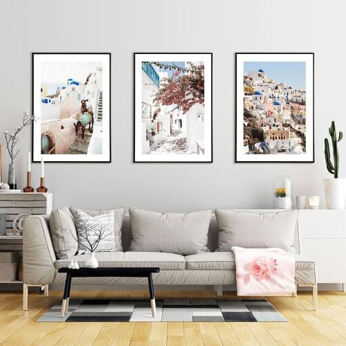 Nordic Travel Poster Santorini Villa Canvas Painting Greece Photography Art Print Modern Wall Picture For Living Room Home Decor